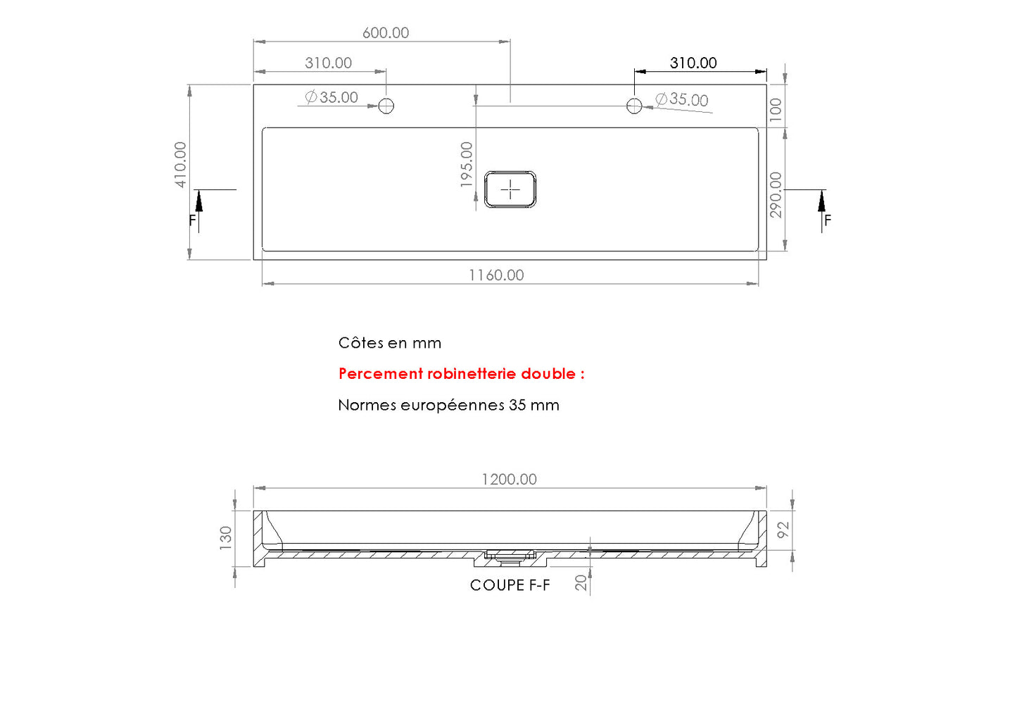 Vasque en pierre brute crème Moléanos 120 cm – Aumar