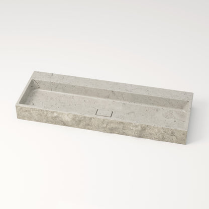 Vasque en pierre brute gris nuage Bleu de linière 120 cm –  Aumar