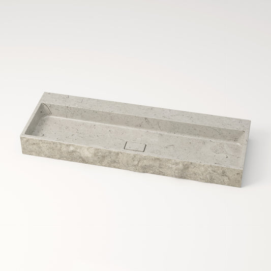 Vasque en pierre brute gris nuage Bleu de linière 120 cm –  Aumar