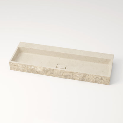 Vasque en pierre brute crème Moléanos 120 cm –  Aumar