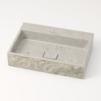 Vasque en pierre brute gris nuage Bleu de linière 60 cm – Aumar