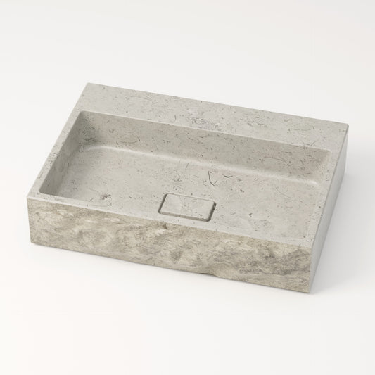 Vasque en pierre brute gris nuage Bleu de linière 60 cm – Aumar