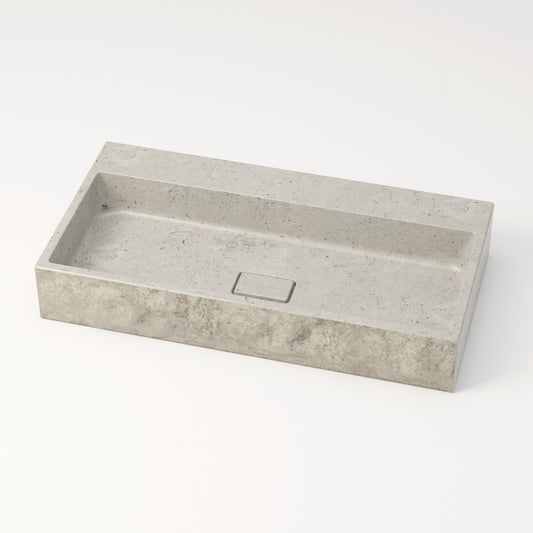 Vasque en pierre brute gris nuage Bleu de linière 80 cm – Aumar