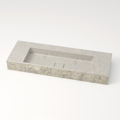 Vasque en pierre brute gris nuage Bleu de linière 120 cm –  Léman