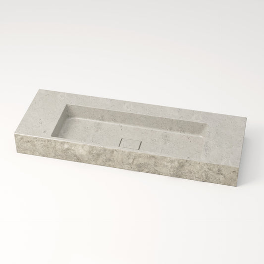 Vasque en pierre brute gris nuage Bleu de linière 120 cm –  Léman