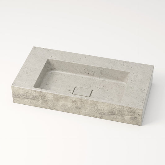 Vasque en pierre brute gris nuage Bleu de linière 80 cm – Léman