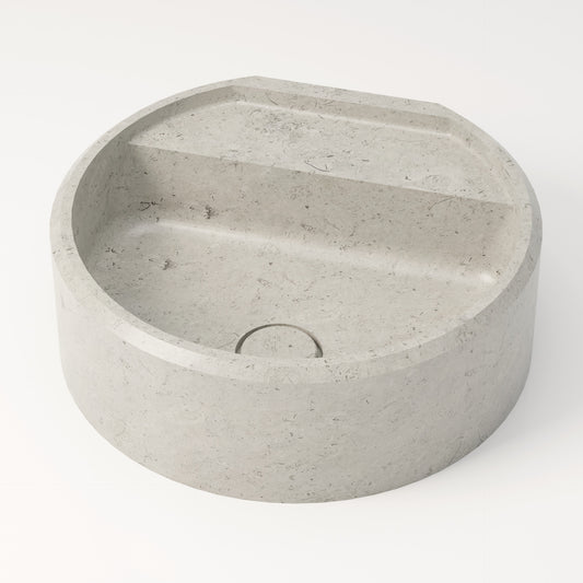 Vasque en pierre gris nuage Bleu de linière 44 cm – Salagou