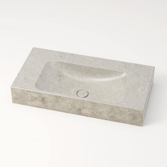 Vasque en pierre brute gris nuage Bleu de linière 80 cm – Serre-Ponçon