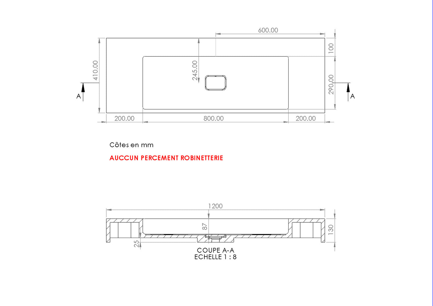 Vasque en pierre crème Moléanos 120 cm –  Léman