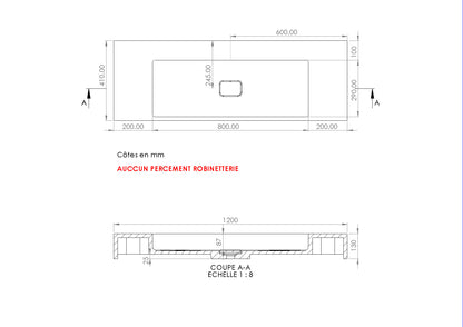 Vasque en pierre crème Moléanos 120 cm –  Léman
