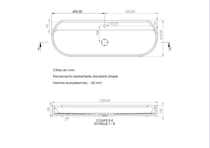 Vasque en pierre crème Moléanos 120 cm –  Salagou