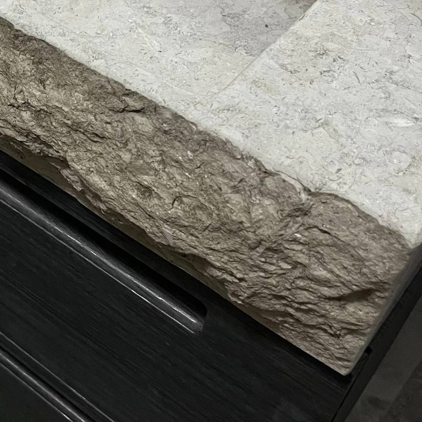 Vasque en pierre brute gris nuage Bleu de linière 120 cm –  Aumar
